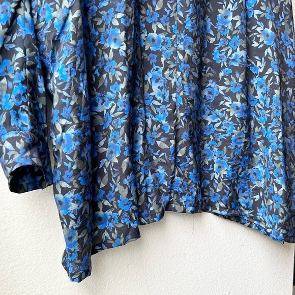 MUNTHE ALUNARIA TOP V neck long sleeve Blue Black floral-print blouse Sz 8 - Picture 12 of 16
